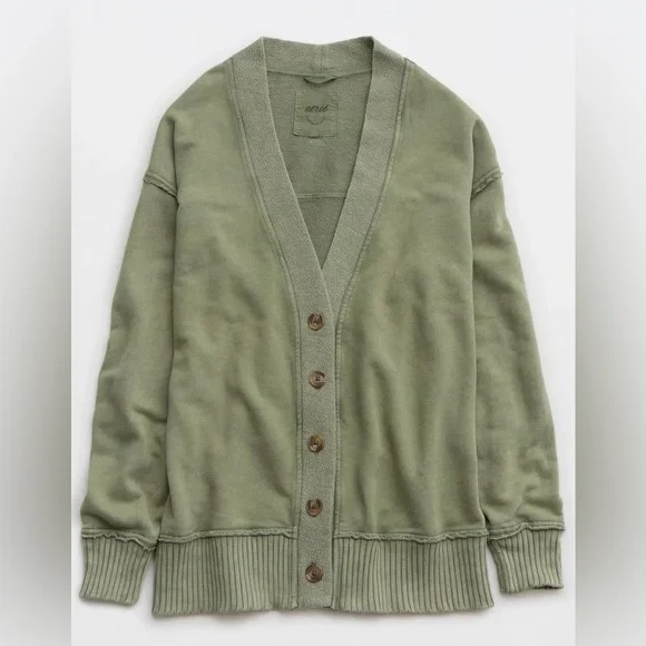NWT Aerie Sage Green Cardigan Sweater - Picture 3 of 6